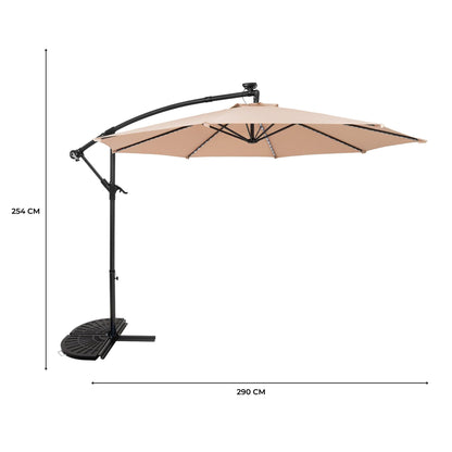 Parasol Excéntrico Led De 3 M Con Base De Medio Abanico – Beige_4