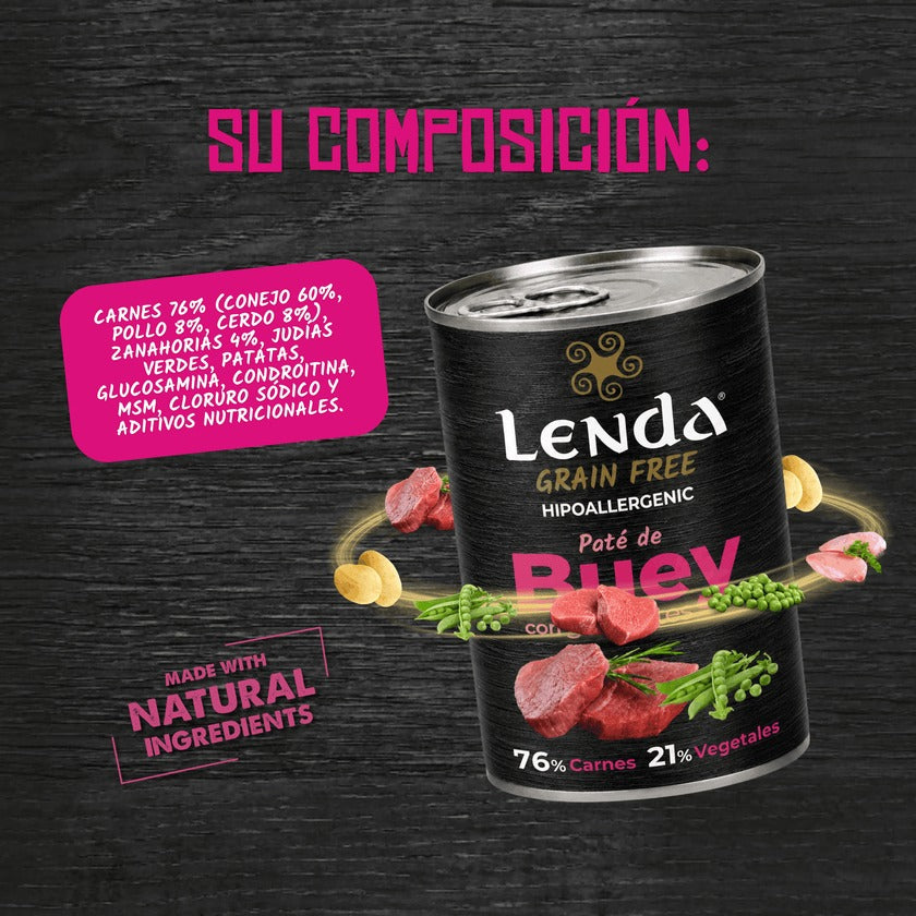 Paté para Perros de Buey Grain Free Lenda 400 g