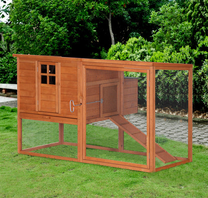 Pawhut Gallinero Exterior De Madera Con Corredor Techo Abatible 168x110.5x101.5_1