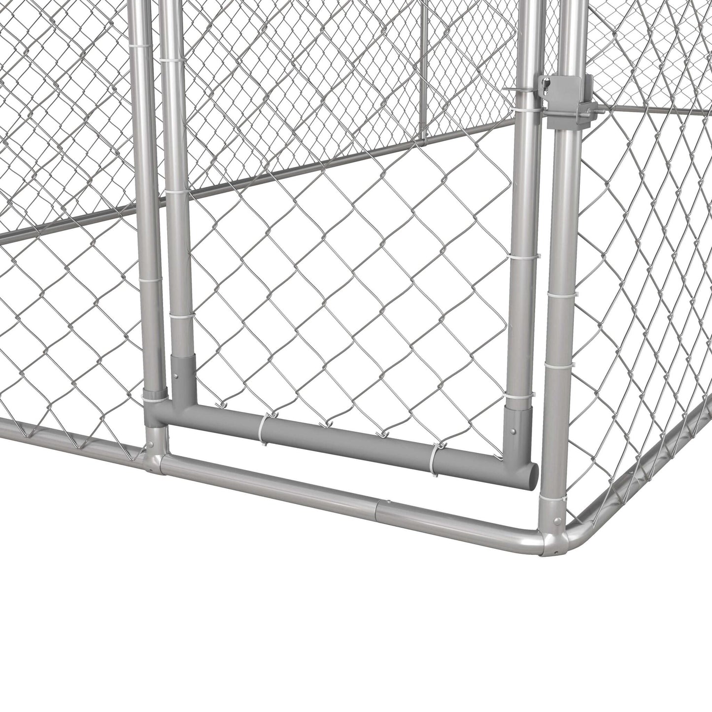 Pawhut Perrera Jaula De Exterior Para Perros Con 1 Puerta 600x230x230 Cm Plata_4