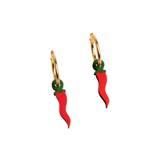 Pendientes Guindilla - Aro de Acero Quirúrgico y Bañado en Oro de 18k - Nature Vibes_0