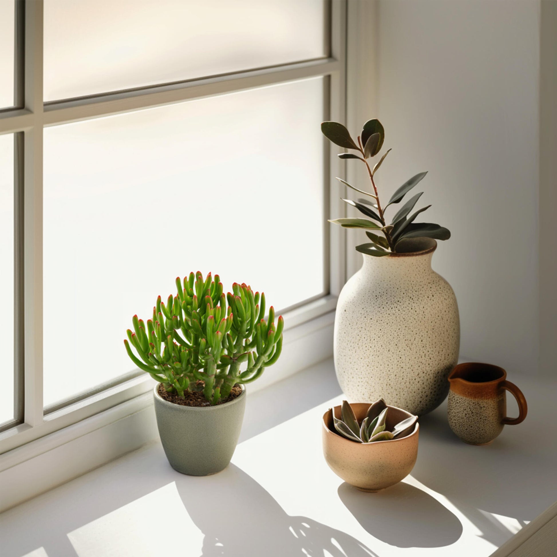 Planta De Jade - Set 2 - Crassula Ovata 'gollum' - Altura 15-25cm - Maceta 12cm_1