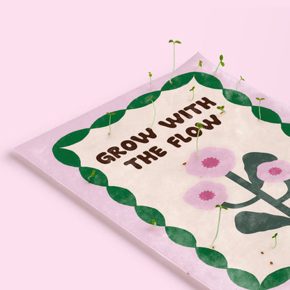 Postal Plantable Grow With The Flow Con Semillas De Flores – Papel De Algodón Reciclado - Resetea_2