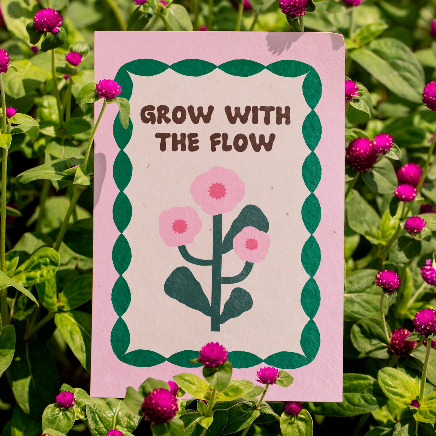 Postal Plantable Grow With The Flow Con Semillas De Flores – Papel De Algodón Reciclado - Resetea_3