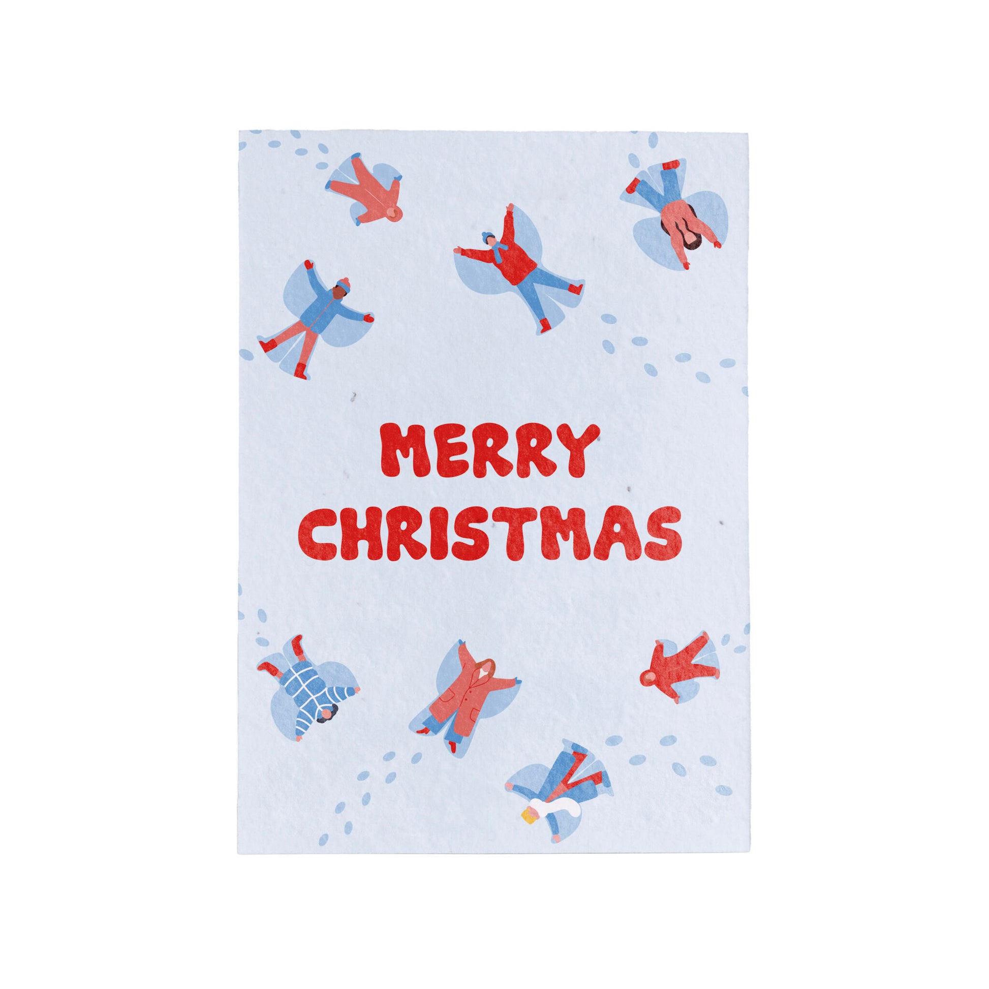 Postal Plantable Merry Christmas Snow Angels – Papel De Algodón Reciclado Con Flores - Resetea_0
