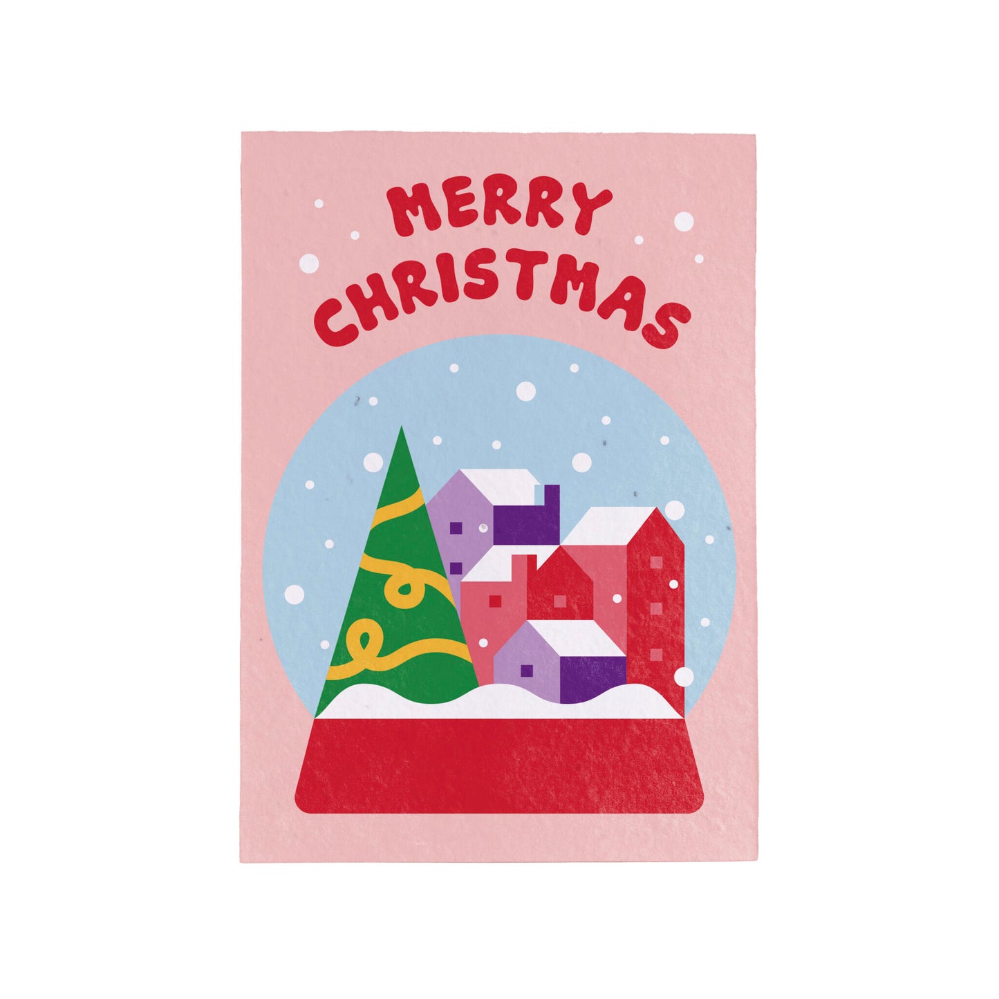 Postal Plantable Merry Christmas Snow Globe – Papel De Algodón Reciclado Con Flores - Resetea_0
