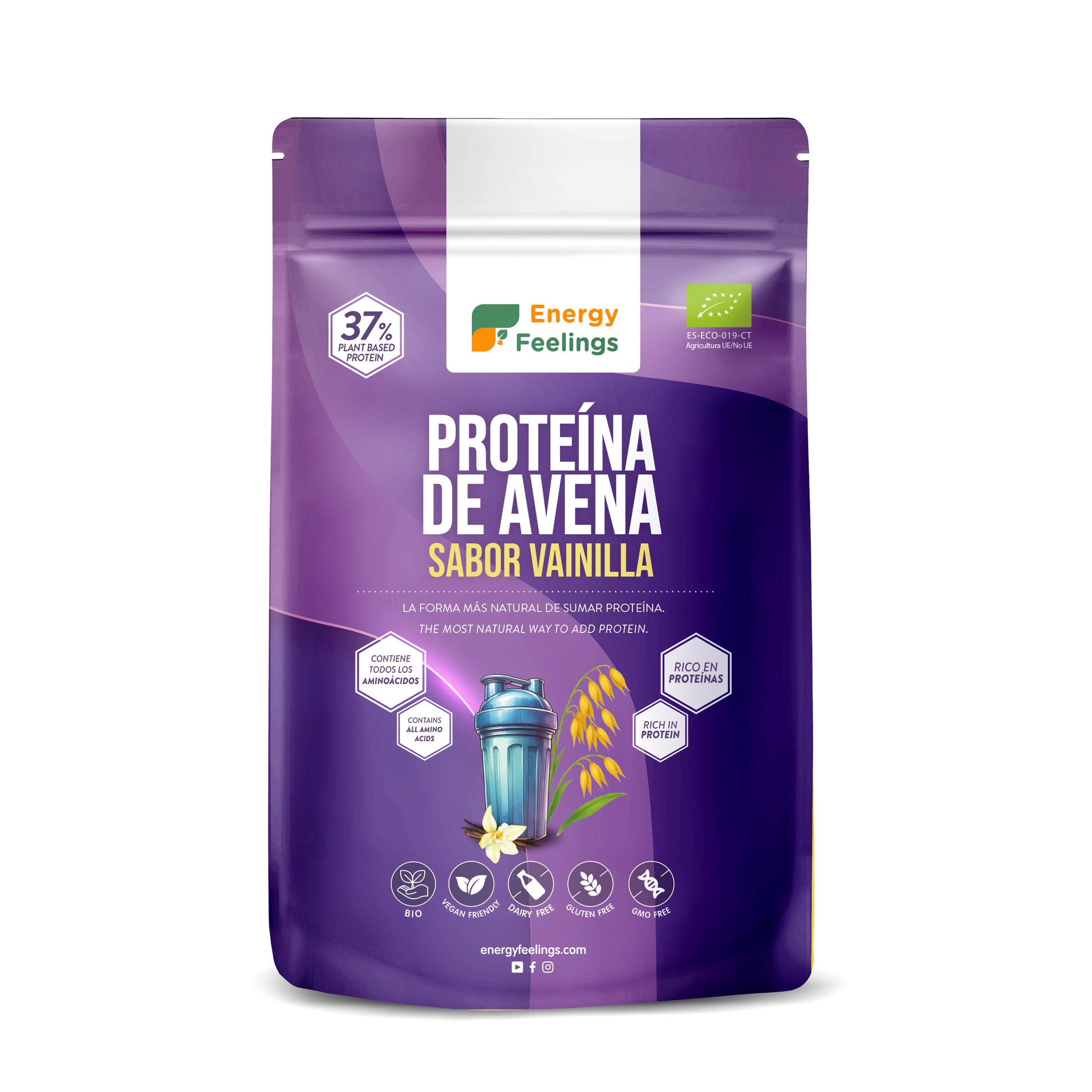 Proteína de avena sabor vainilla eco Energy Feelings 500 g XL Pack