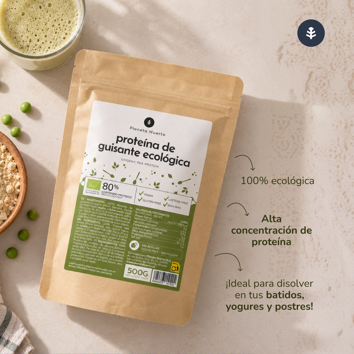 Proteína de Ervilha 80% ECO Planeta Huerto 1 kg