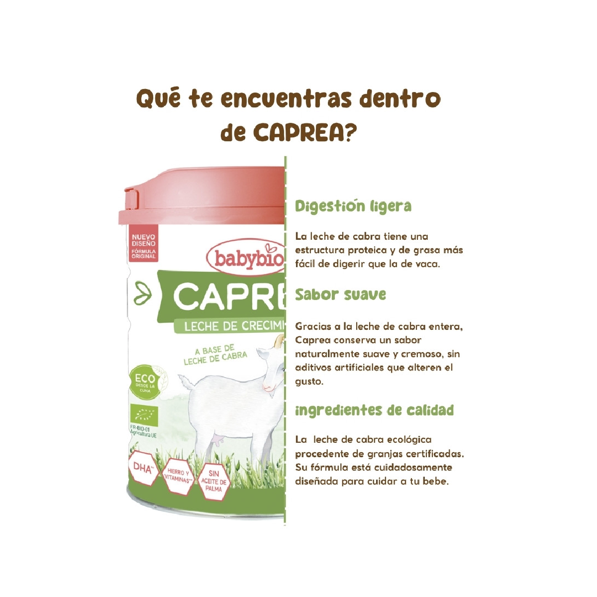 Leite de Cabra Biológico Caprea 3 (dos 12 meses aos 3 anos) 800g Babybio