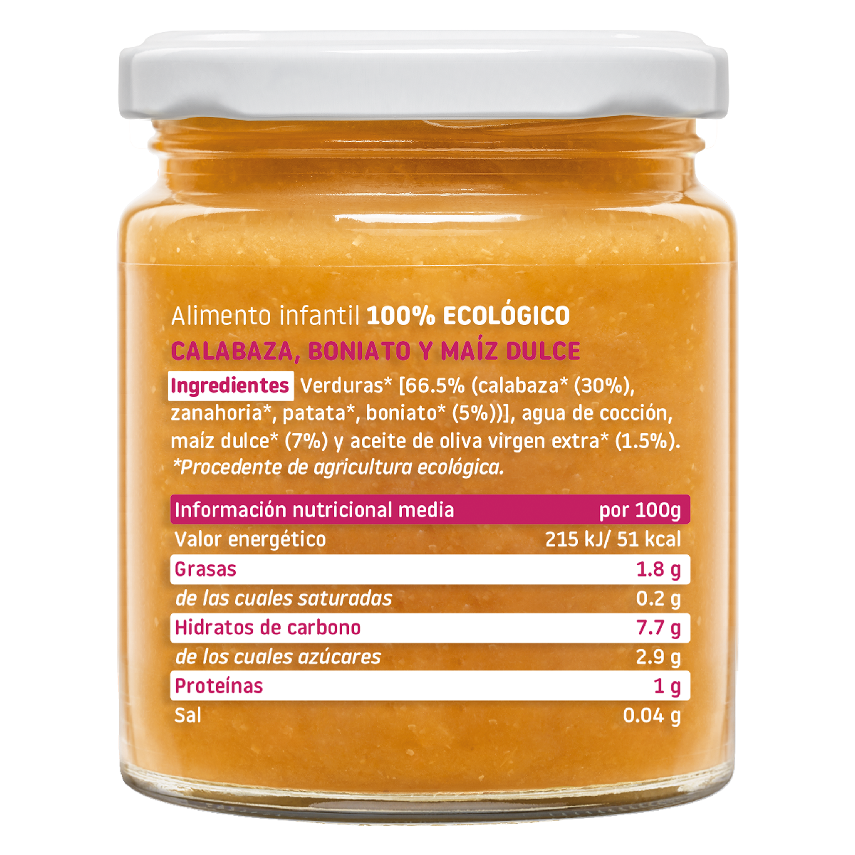 Tarrito BIO Calabaza, Boniato y Maíz +6 meses Smileat 220g
