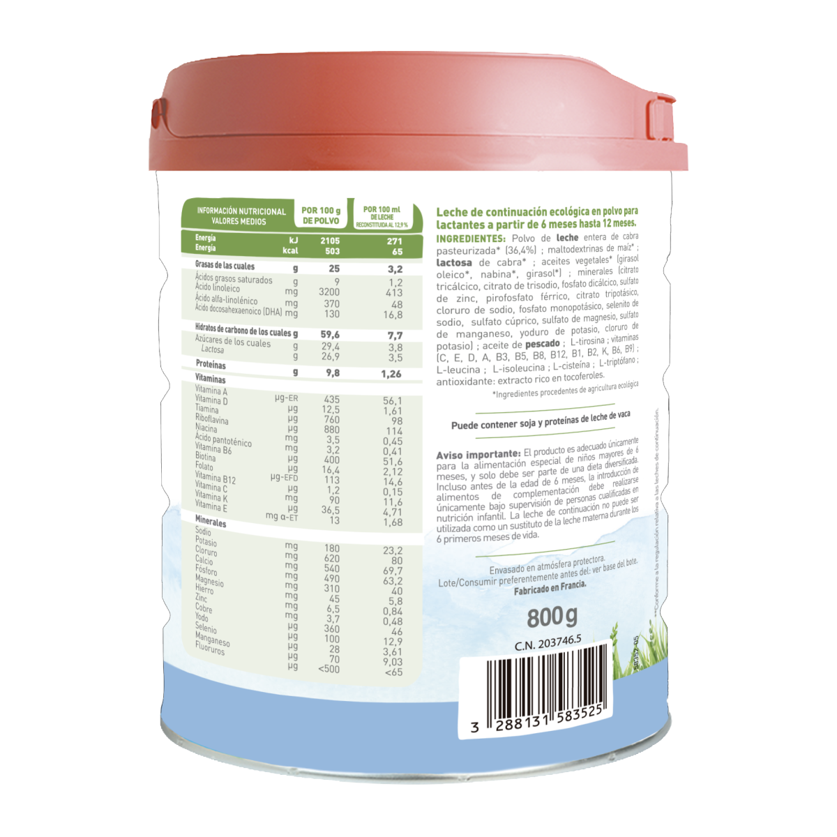 Leite de Cabra Caprea 2 (bebés dos 6 aos 12 meses) Biológico Babybio 800 g