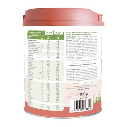 Leite de Cabra Biológico Caprea 1 (0 a 6 meses) Biológico, 800 g. Babybio