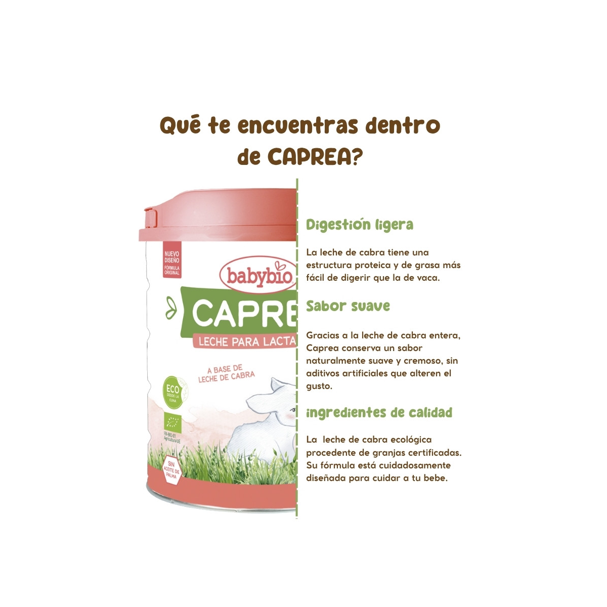 Embalagem de 3 unidades de leite de cabra para lactentes Caprea 1 (0 a 6 meses) 800 g