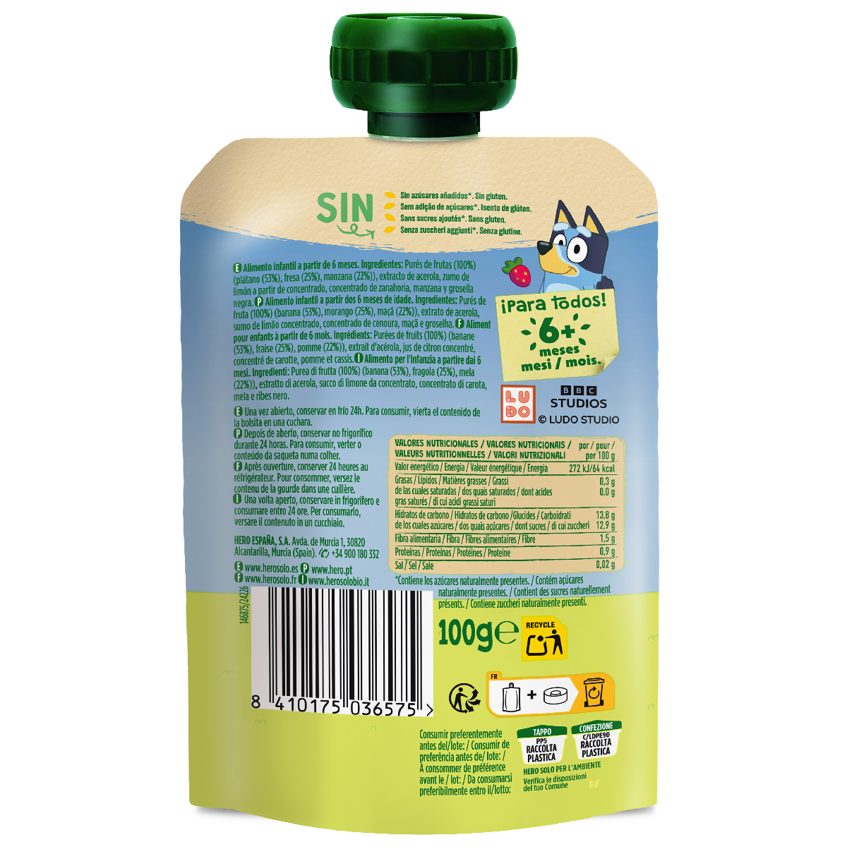Hero Banana Morango Maçã Iogurte Taça 100g