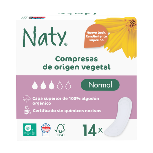 Almofadas normais Naty sem asas 14 unidades