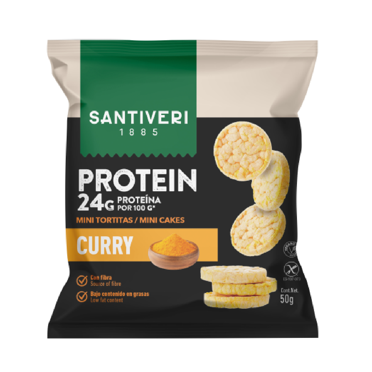 Mini panquecas de caril proteico SANTIVERI 50g