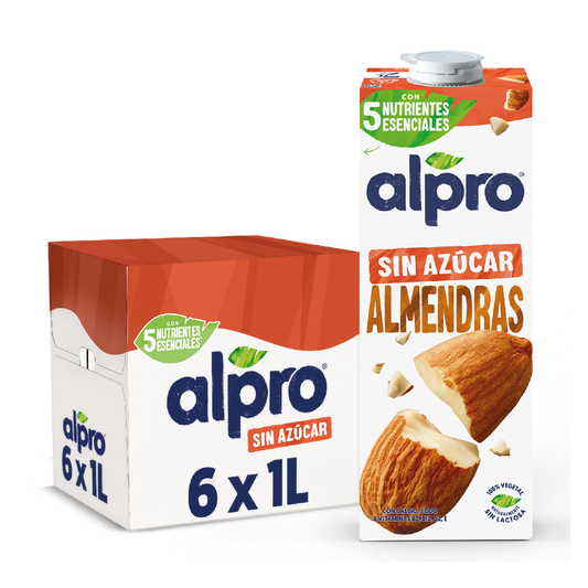 Embalagem de 8 bebidas de amêndoa sem açúcar Alpro, 1 litro