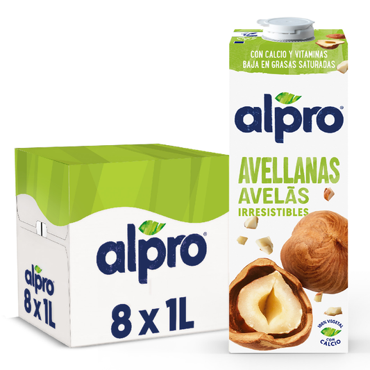 Embalagem de 8 bebidas de avelã Alpro, 1 litro