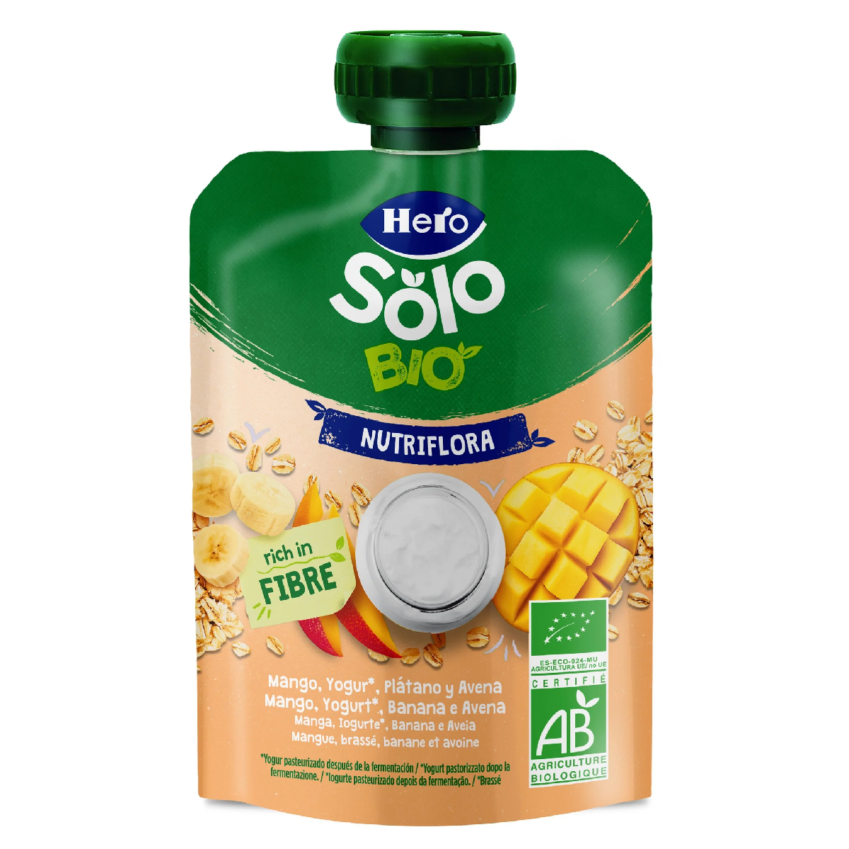 Nutri Flora Manga, Iogurte, Aveia e Banana Saqueta 100g - Hero Solo