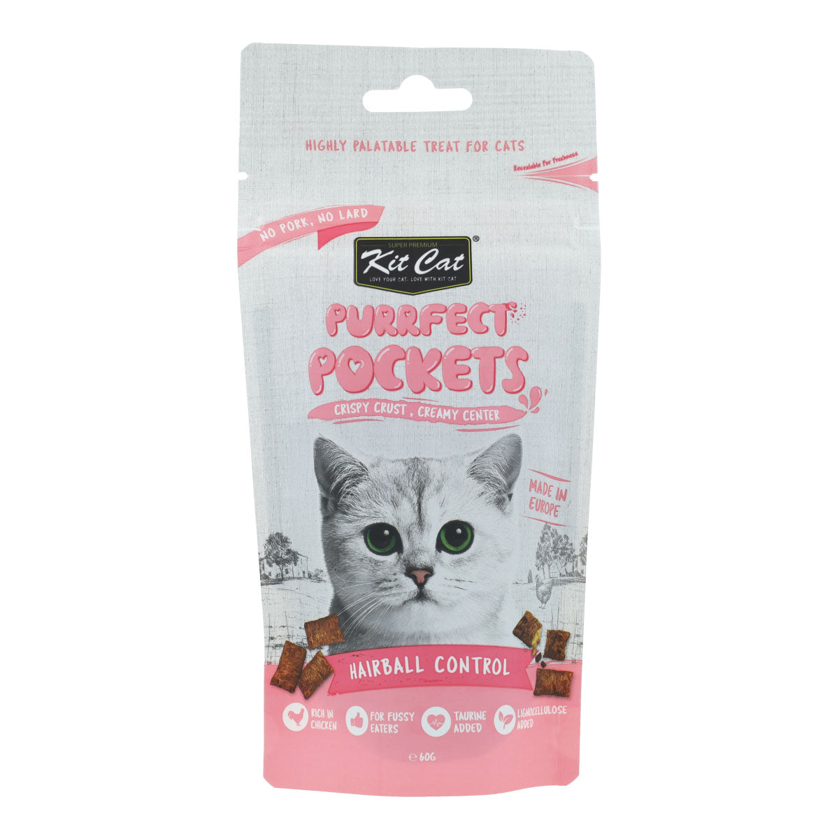 Kit Cat Purrfect Pockets - Controlo de Bolas de Pelo 60 g Lanche funcional para gatos