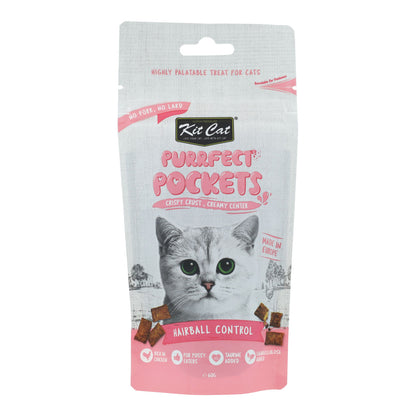 Kit Cat Purrfect Pockets - Controlo de Bolas de Pelo 60 g Lanche funcional para gatos