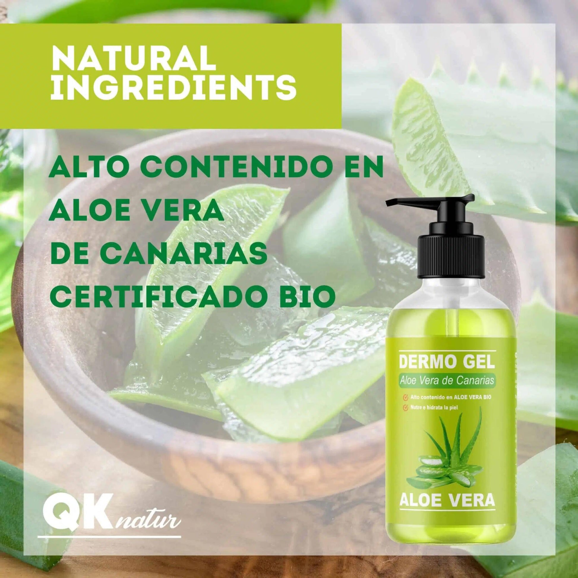 QKnatur - Dermo Gel Aloe Vera De Canarias Bio - Efecto Calmante, Nutre E Hidrata La Piel Para Cara Y Cuerpo - 250 Ml_3