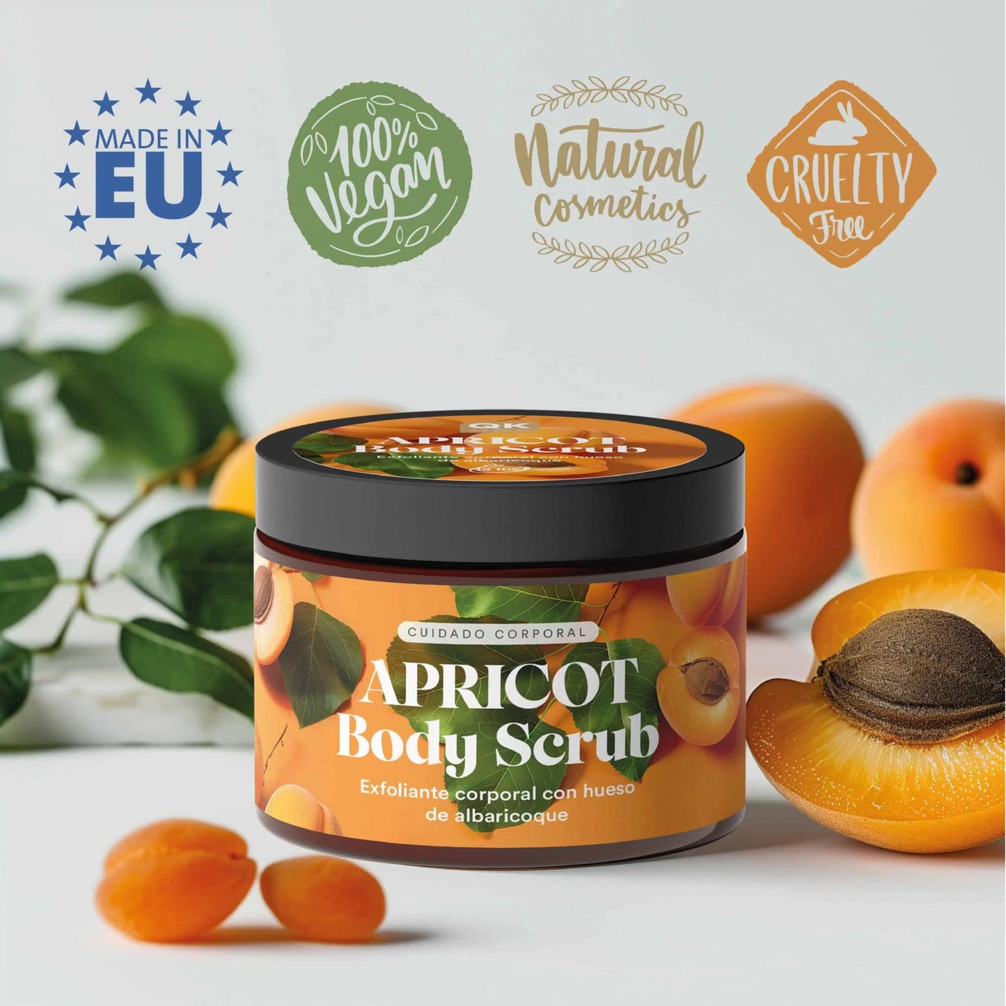 QKnatur - Exfoliante Corporal Con Hueso De Albaricoque 300 ml– Hidrata Y Nutre Con Extractos De Azahar, Rosa Y Hamamelis_5