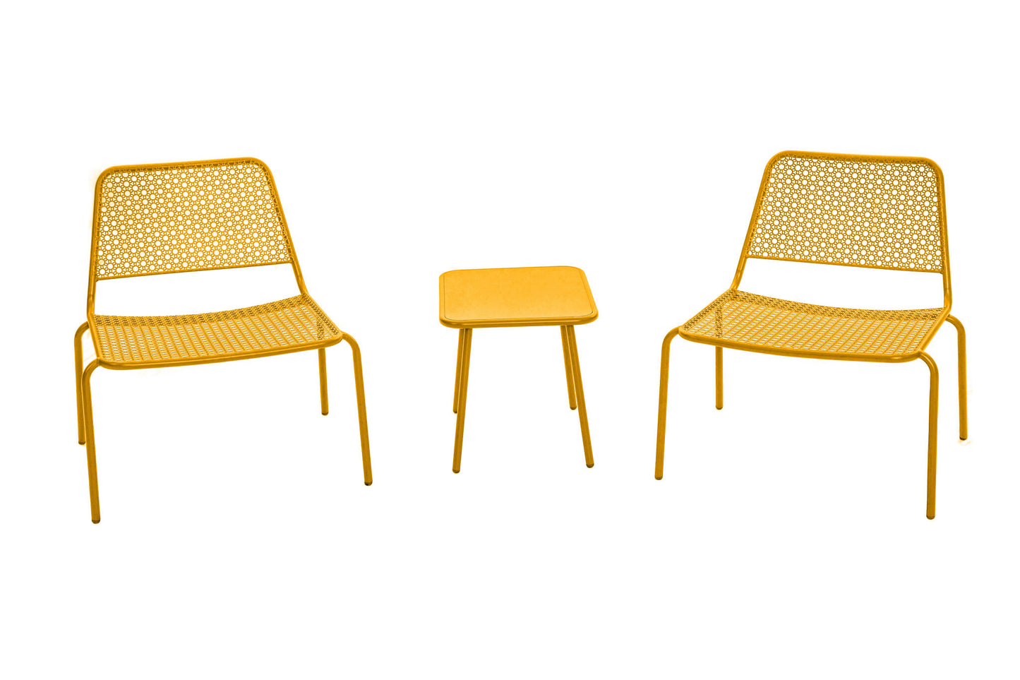 Sakura Set De Jardín De 2 Plazas De Acero Amarillo Solar 2 Sillones + 1 Mesa - Mobiliario De Jardín_0