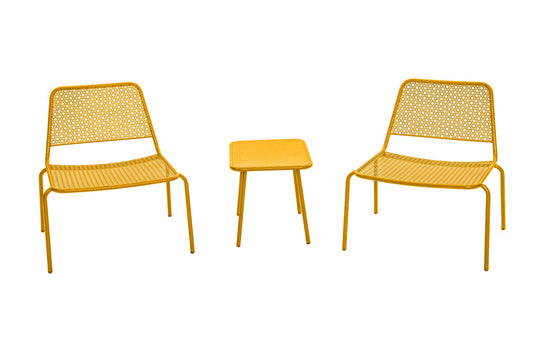 Sakura Set De Jardín De 2 Plazas De Acero Amarillo Solar 2 Sillones + 1 Mesa - Mobiliario De Jardín_0