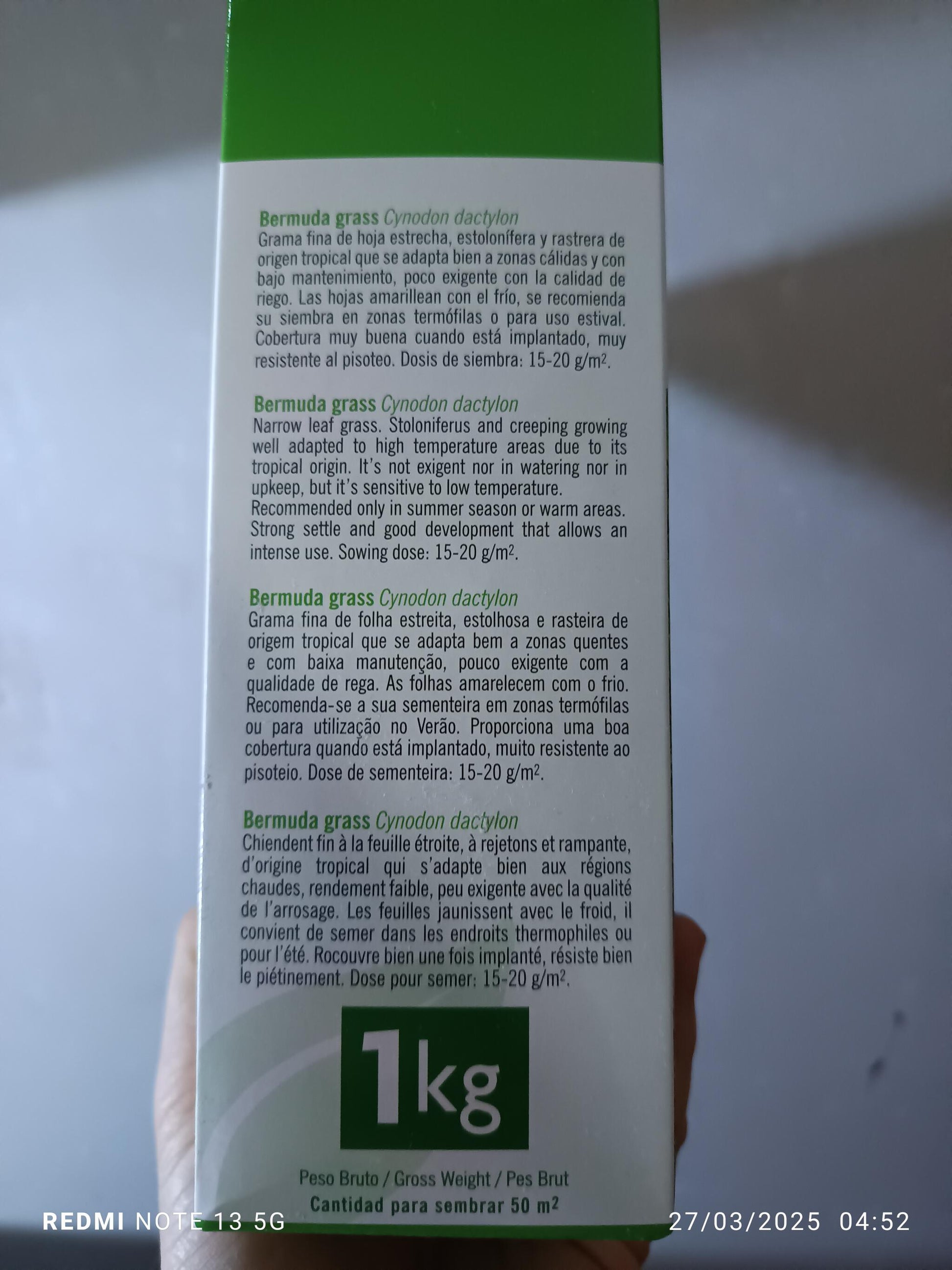 Semillas De Cesped Bermuda Grass Caja 1 Kg._1