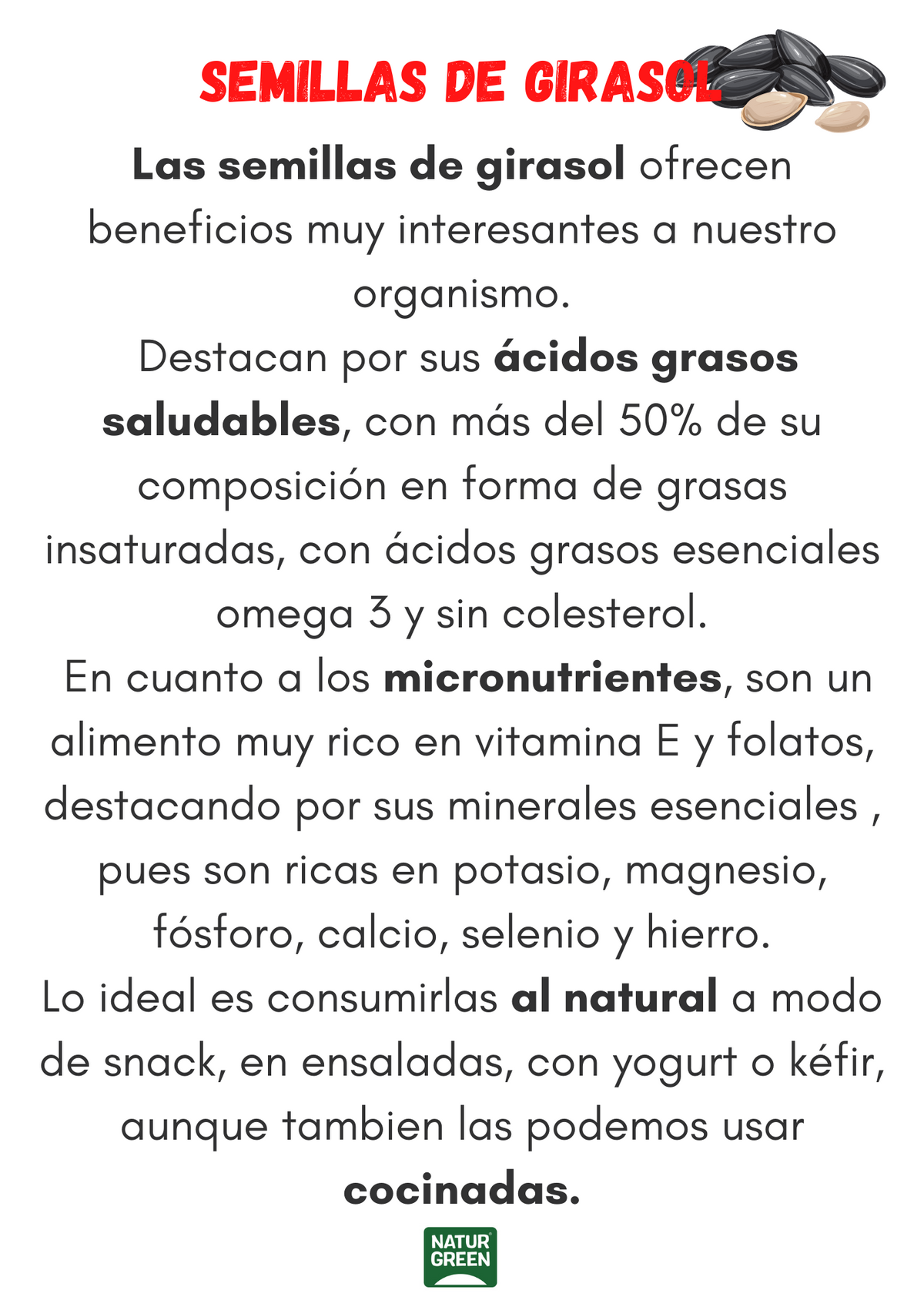 Sementes de Girassol Biológicas Naturgreen 225 g