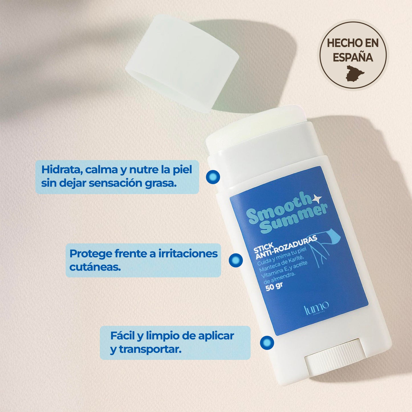 Stick Antirozaduras Natural 50 g | Previene rozaduras en muslos, axilas y pies_1