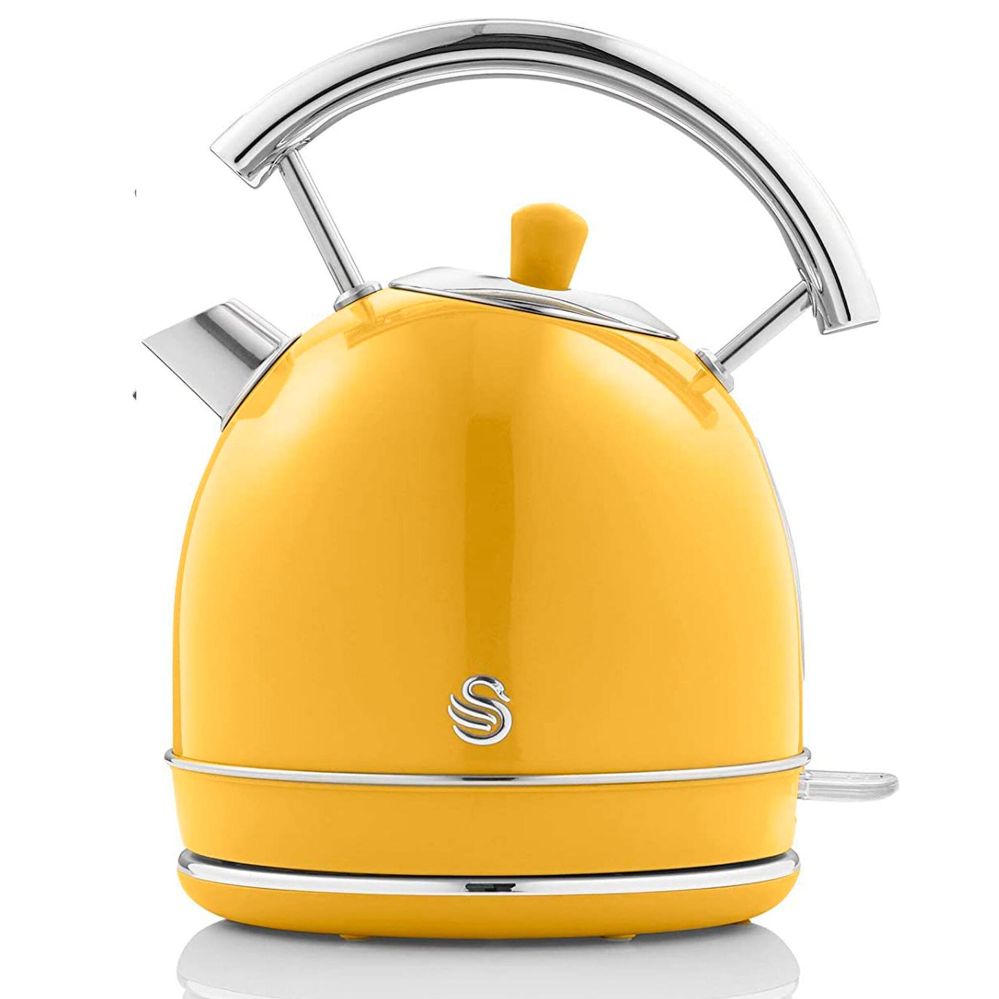 Swan Retro Hervidor Agua Eléctrico, 1,8 L, Resistencia Oculta Acero Inoxidable, Inalámbrico, Sk14630yelneu,amarillo_0