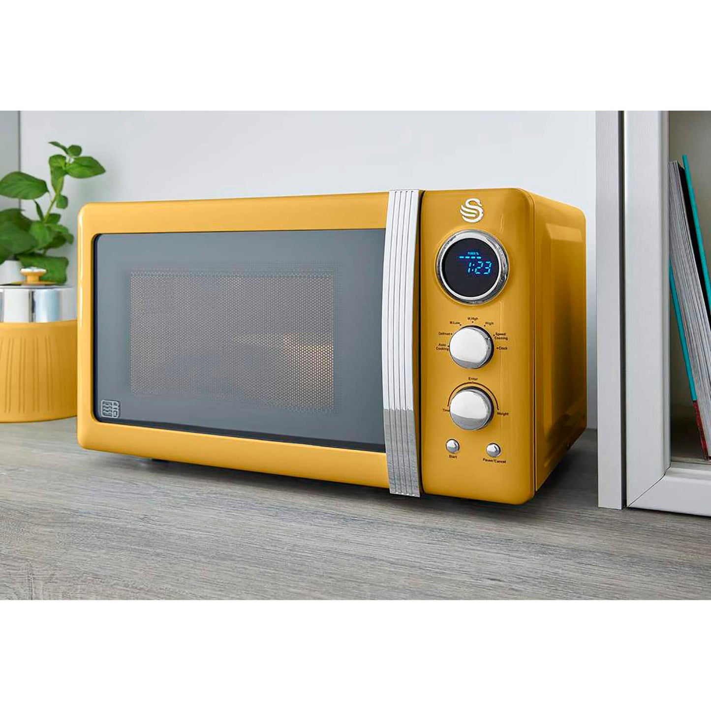 Swan Retro Microondas Digital 20l, 5 Niveles De Potencia,descongelación, Temporizador 60 Min, Sm22030yelneu, Amarillo_2