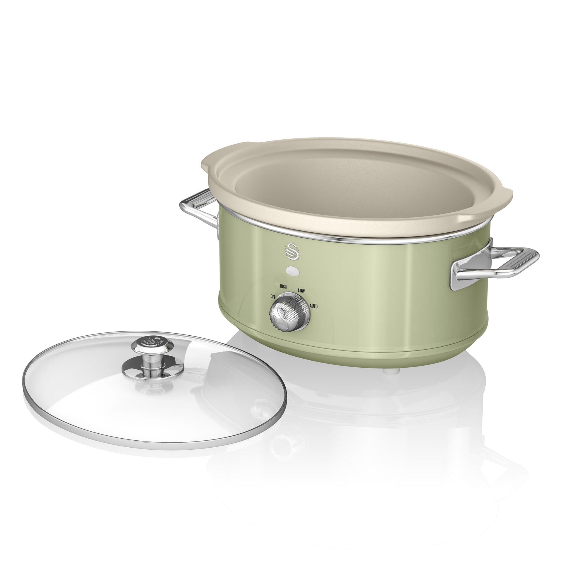 Swan Retro Olla Cocción Lenta, 3,5l, Recipiente Extraíble Antiadherente Cerámica Libre Pfoa, Vintage, Sf17021gneu, Verde_4