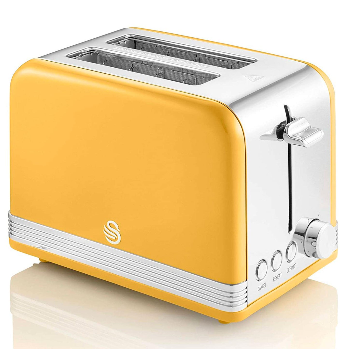 Swan Retro Tostadora Pan Ranura Ancha 2 Rebanadas, Regulador Nivel De Tostado, Descongelación, St19010yelneu, Amarillo_0