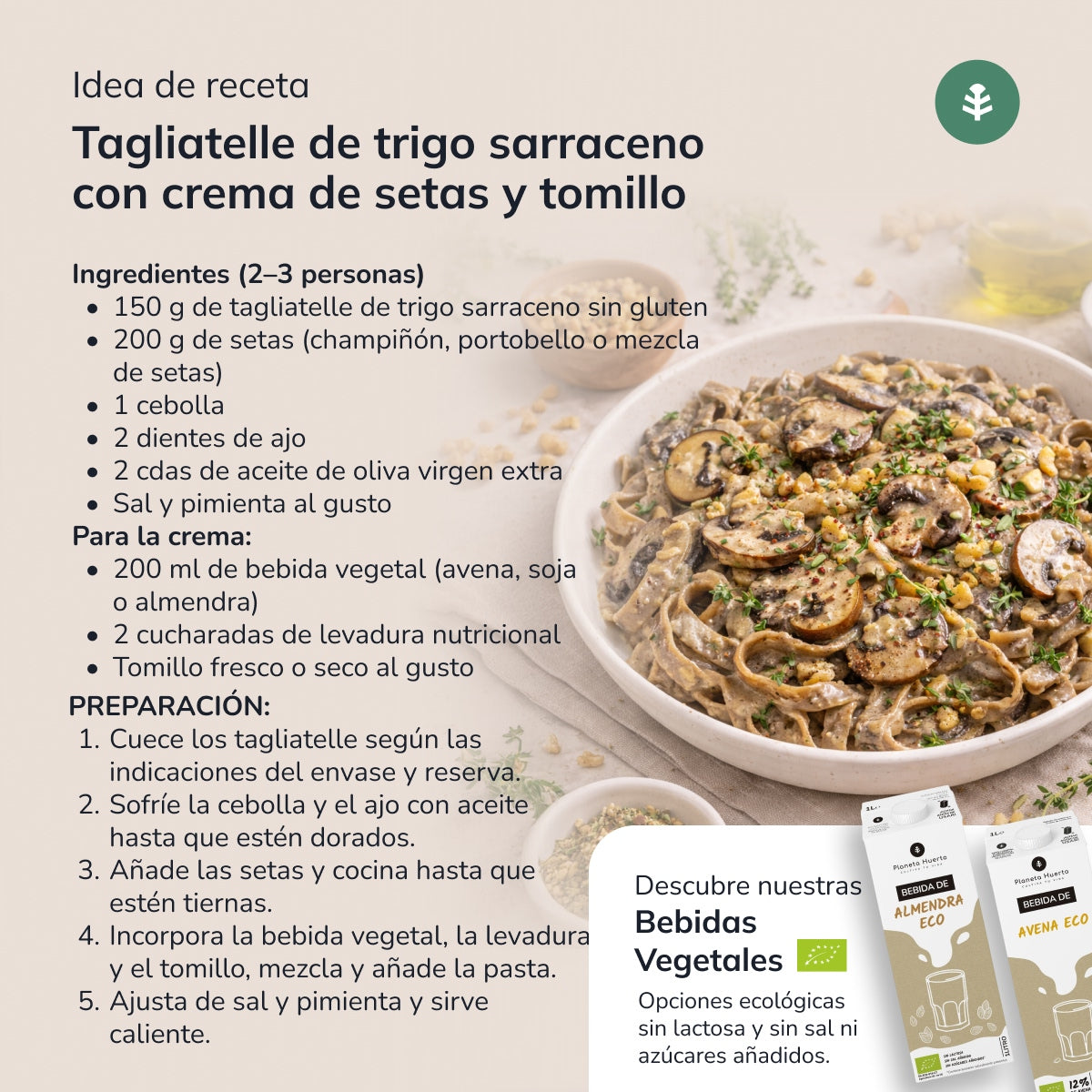 Tallarines de trigo sarraceno ECO sin gluten Planeta Huerto 350 g