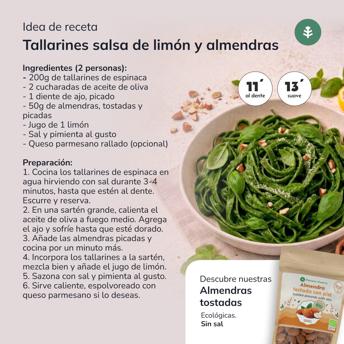 Macarrão de Espinafres Planeta Huerto ECO 500g