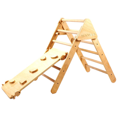 Triángulo De Aprendizaje Pikler Plegable De Madera + Rampa Presas. Med: 90 X 50 X 80 Cm. Tremrp0010. Woodgo._1