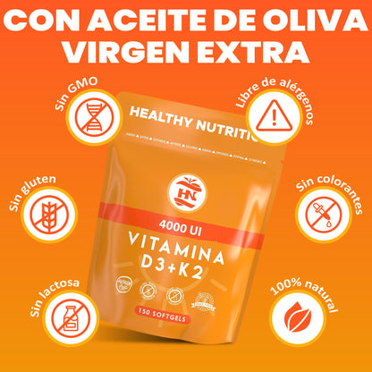 Vitamina D (4000 Ui) - 150 Cápsulas De Vitamina D3 K2 – Altamente Concentrada. Favorece La Función Inmunológica Y Ósea_2