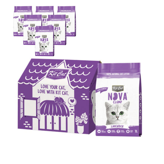 Pack de 6 kits de areia para gatos Eco SoyaClump - Lavanda, 7 L