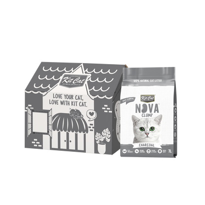 Kit de areia para gatos Eco SoyaClump - Carvão vegetal 7 L