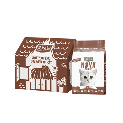 Kit de areia para gatos Eco SoyaClump - Areia para gatos Coffee 7 L