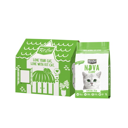 Kit de areia para gatos Eco SoyaClump - Chá verde, 7 L