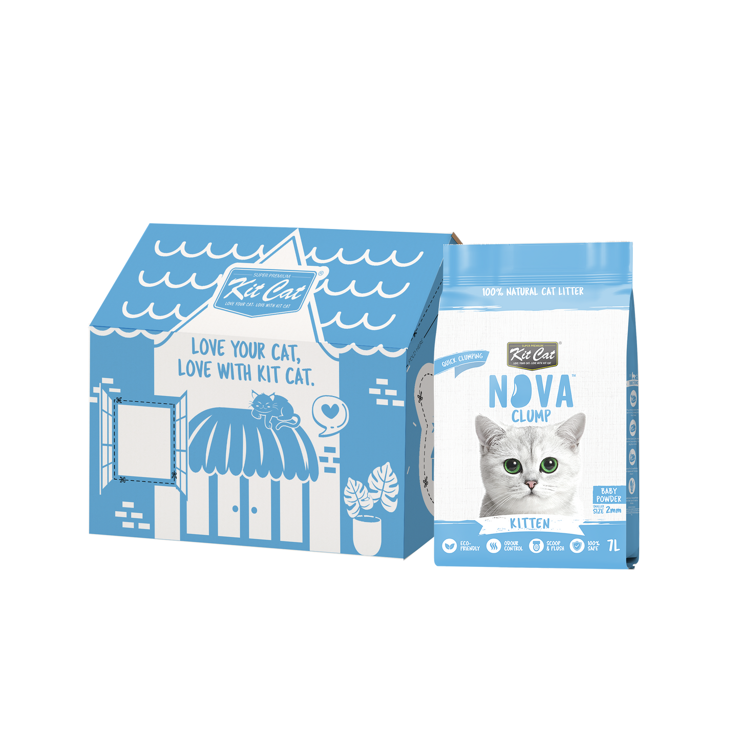 Kit de areia para gatos Eco SoyaClump - Talco para gatinhos, areia para gatos de 7 litros