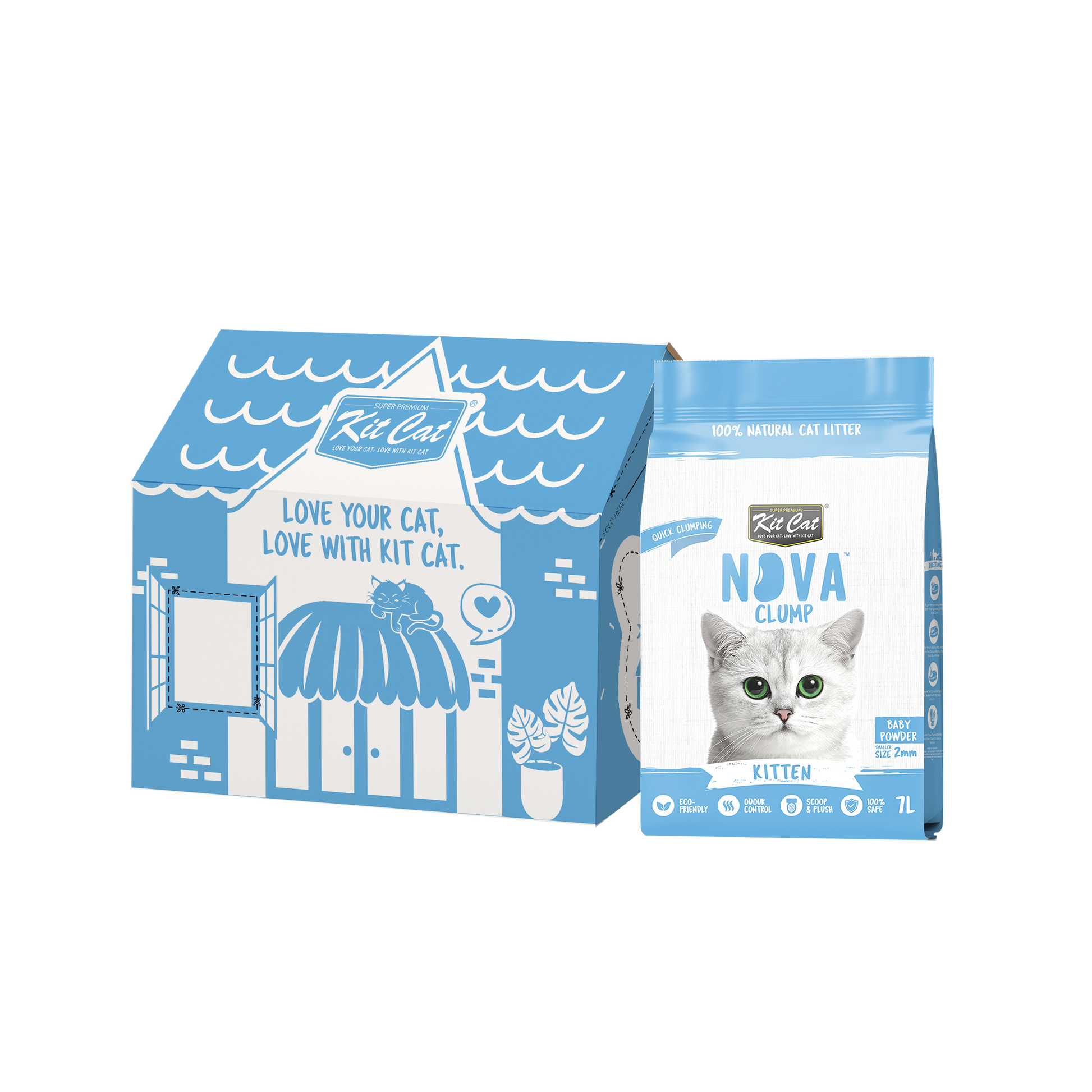 Kit de areia para gatos Eco SoyaClump - Talco para gatinhos, areia para gatos de 7 litros