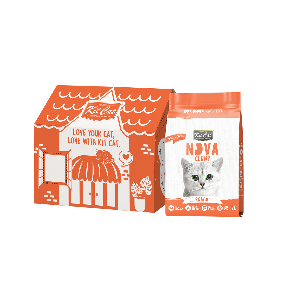 Kit de areia para gatos Eco SoyaClump - Pêssego 7 L
