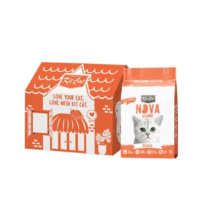 Kit de areia para gatos Eco SoyaClump - Pêssego 7 L