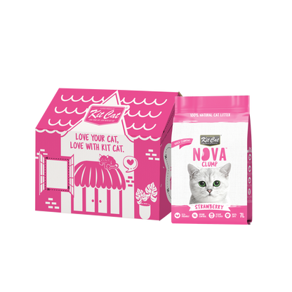 Kit de areia para gatos Eco SoyaClump - Areia para gatos morango 7 L