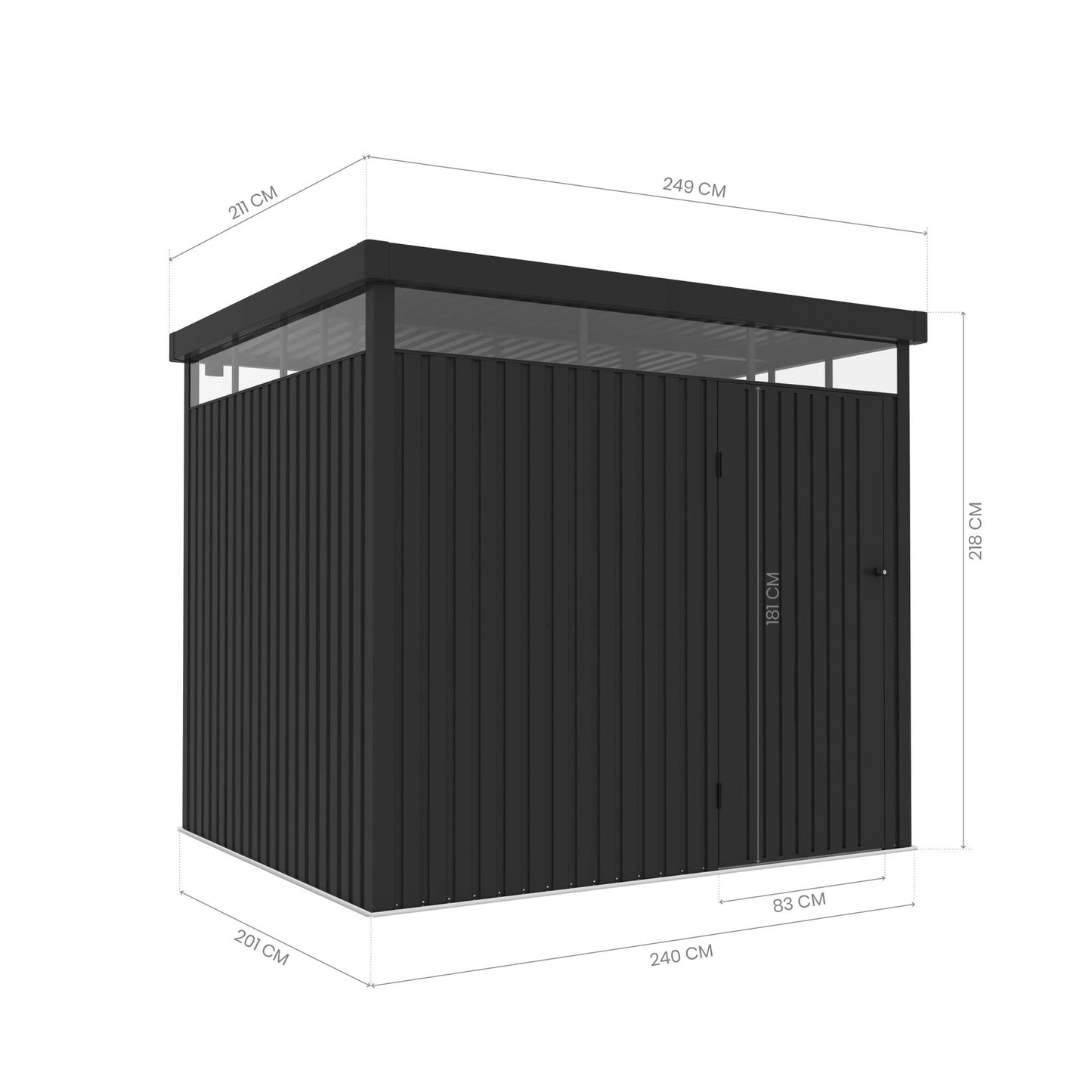 Wasabi – Caseta Jardín Exterior Metal 5,23m2 Ice – Grosor 0,40mm Robusto – Lámpara Incluida - Cierre Con Llave_3